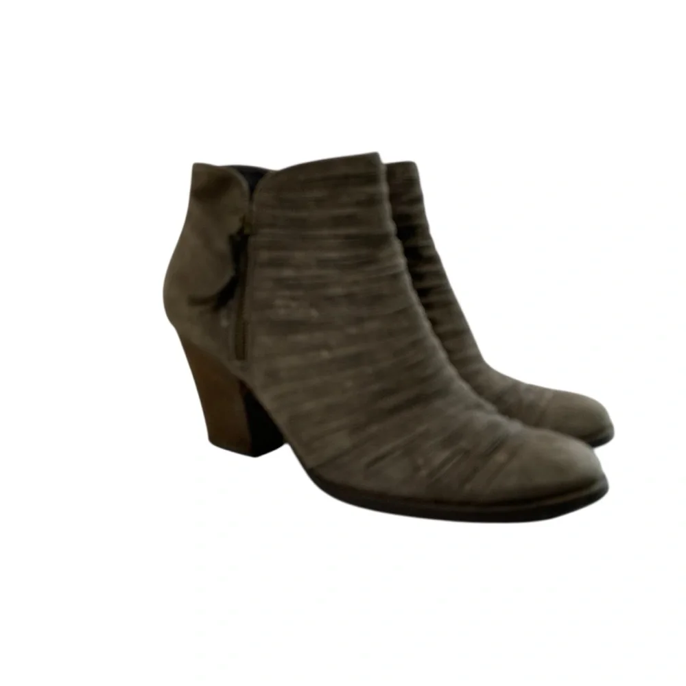 Paul Green Malibu Sliced Chunky Nobuck Leather Ankle Bootie 5 Metallic Taupe